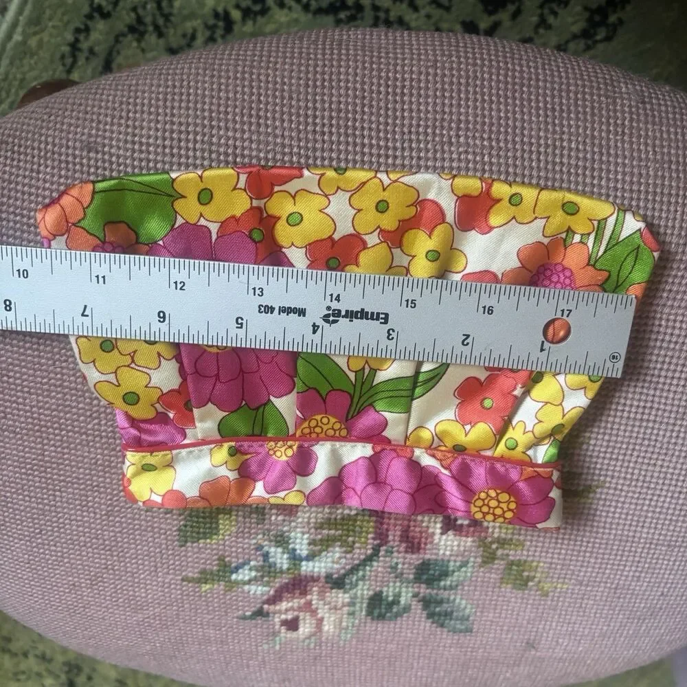 Vintage 60s Flower Power Tapestry Clutch Coin Purse 1960s Whimsical Floral Mod